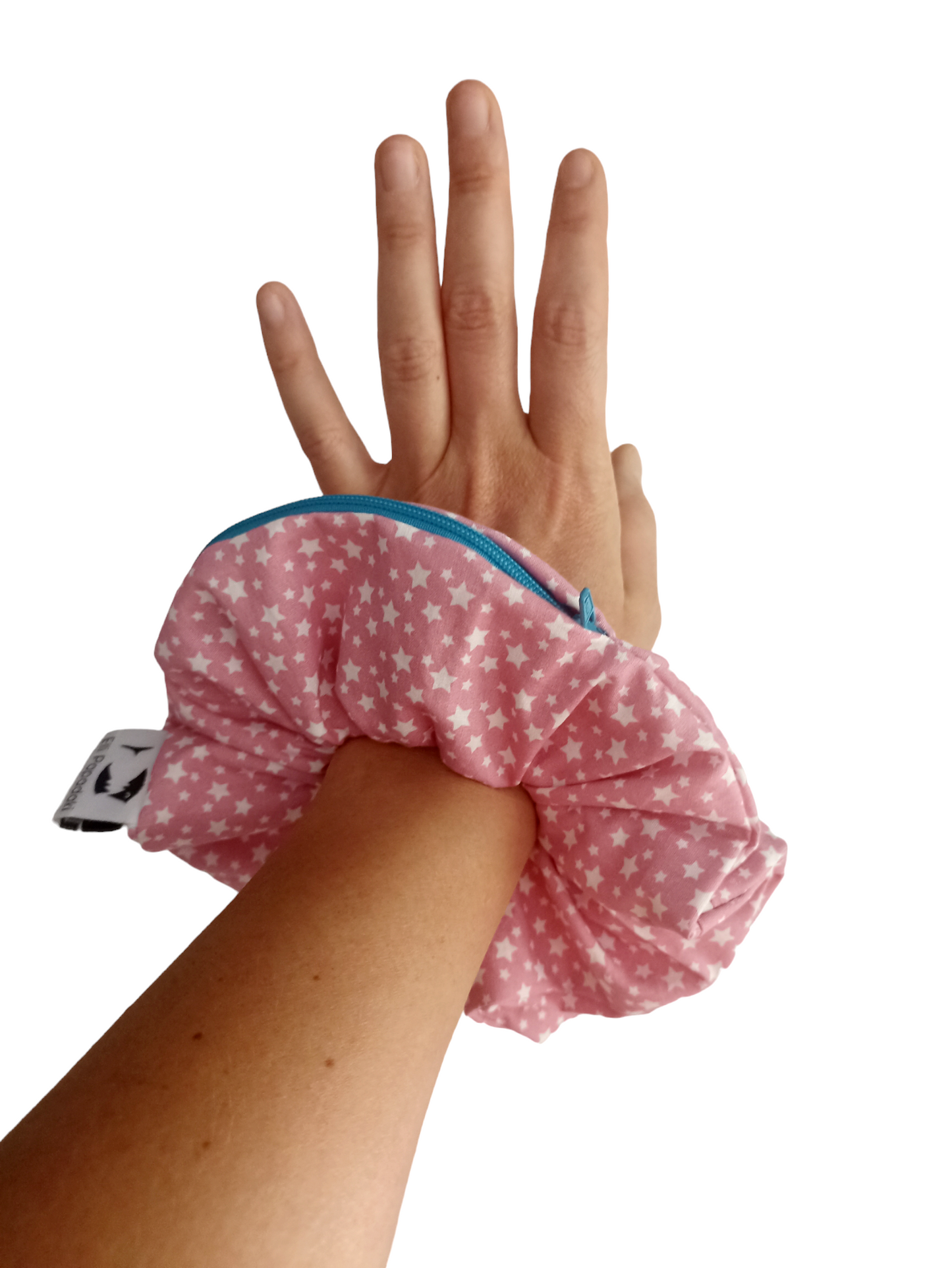 Scrunchie-Zipper with pink stars