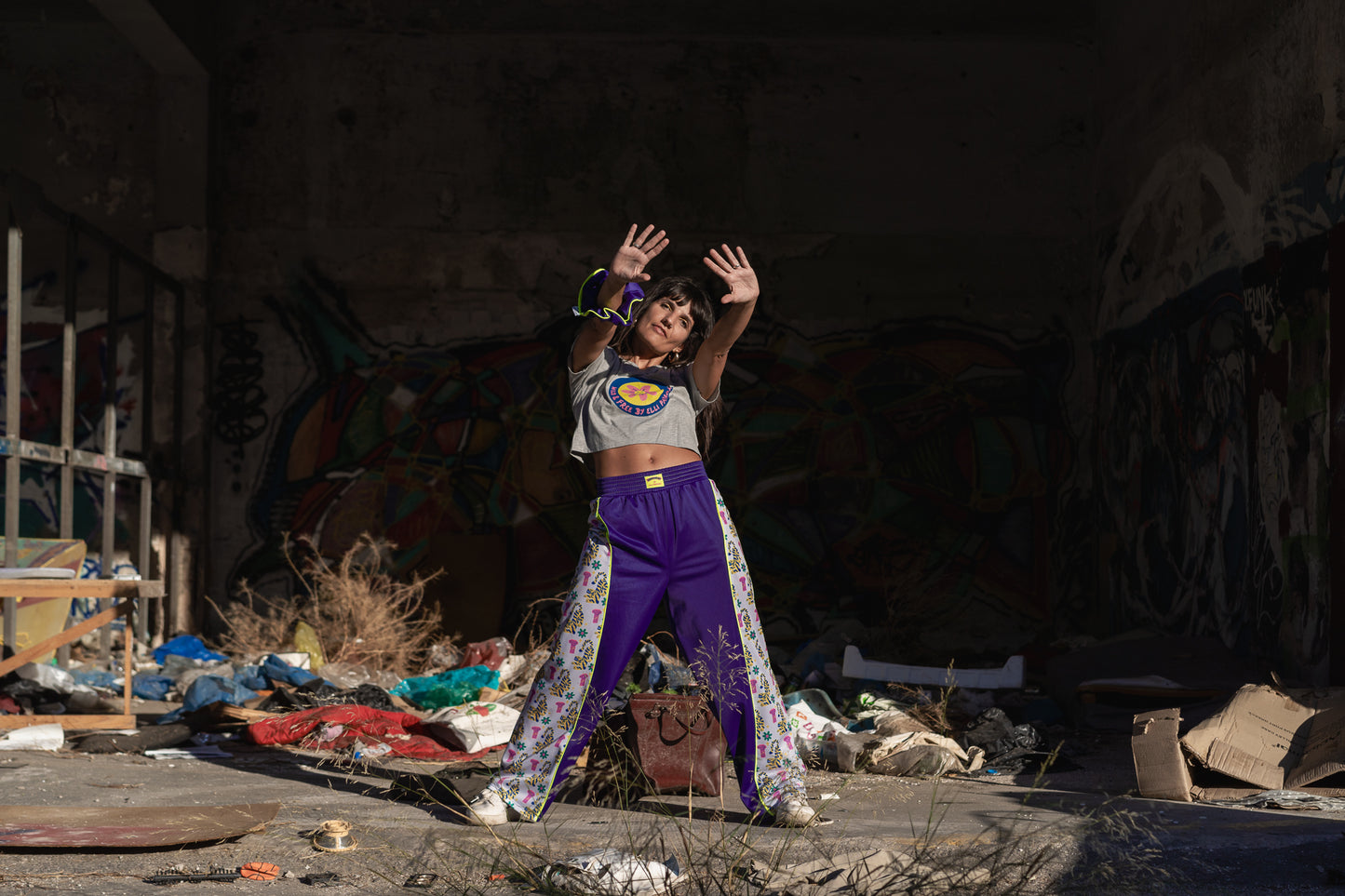 Wild+Free Crop Top-Flower (Grey)