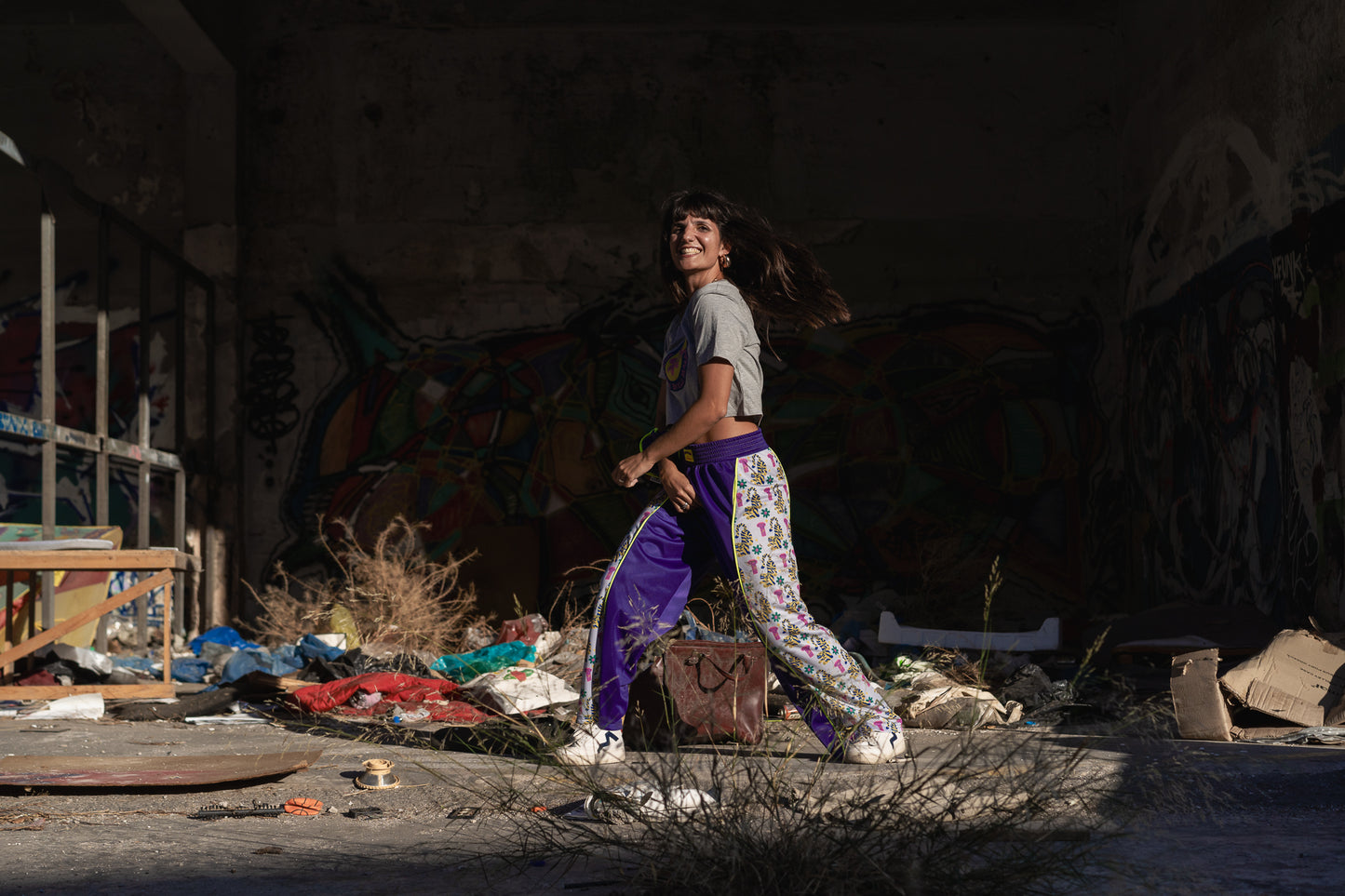 Wild+Free Crop Top-Flower (Grey)