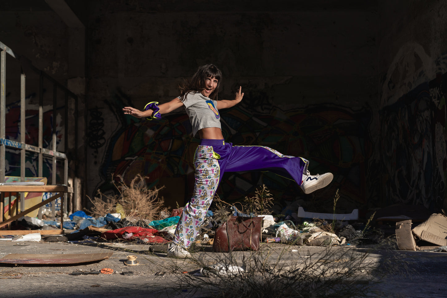 Wild+Free Crop Top-Flower (Grey)