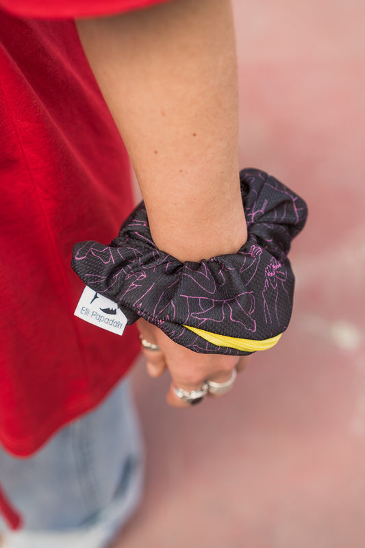 Scrunchie-Zipper BOLD Agape Black+Fuchsia