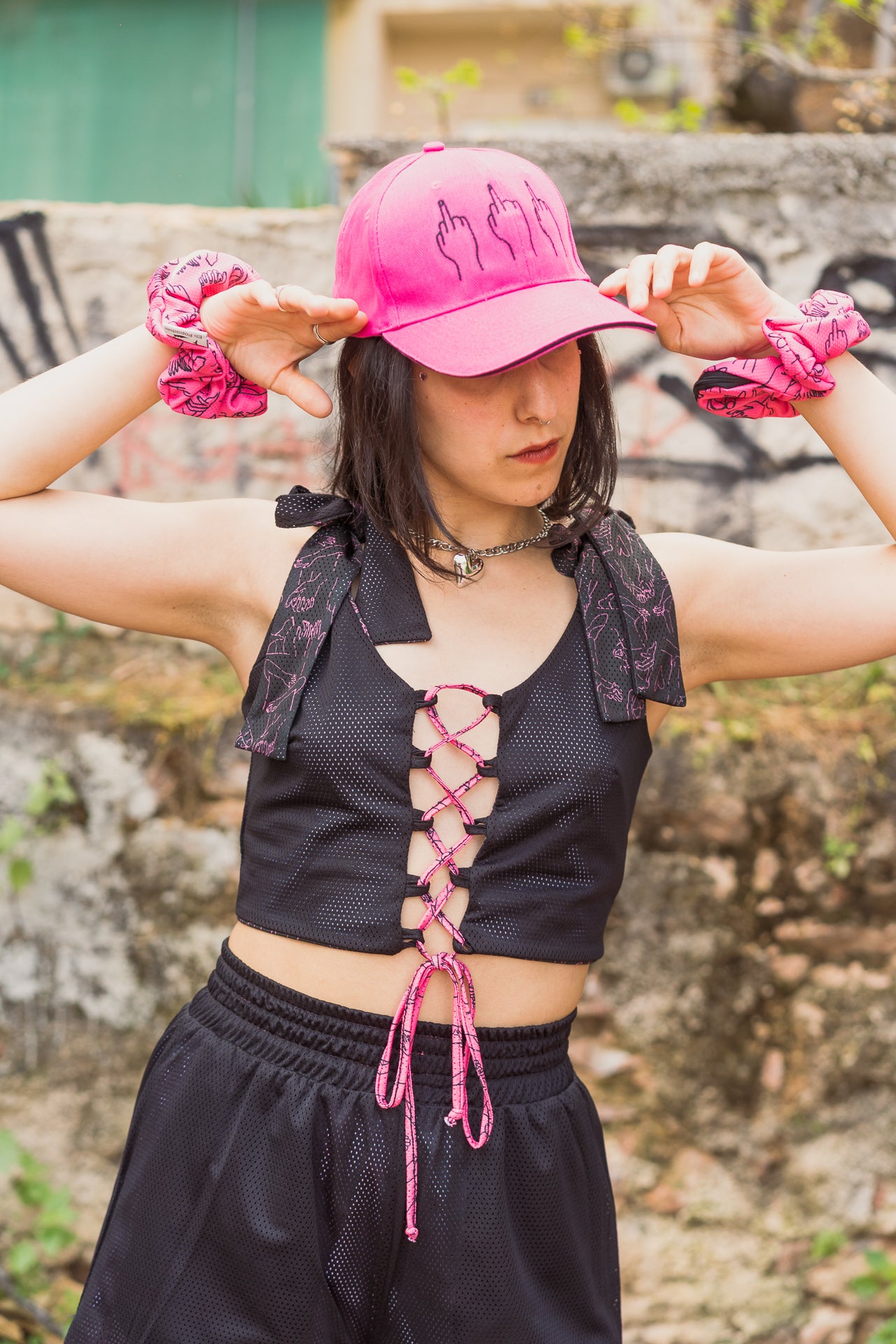 Tie-me-up Top FUCHSIA/BLACK