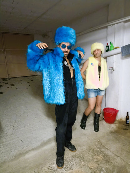 Faux-fur neon blue